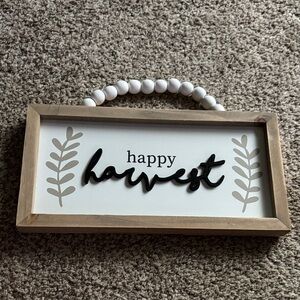 Happy Harvest Wooden Sign with Beaded Handle